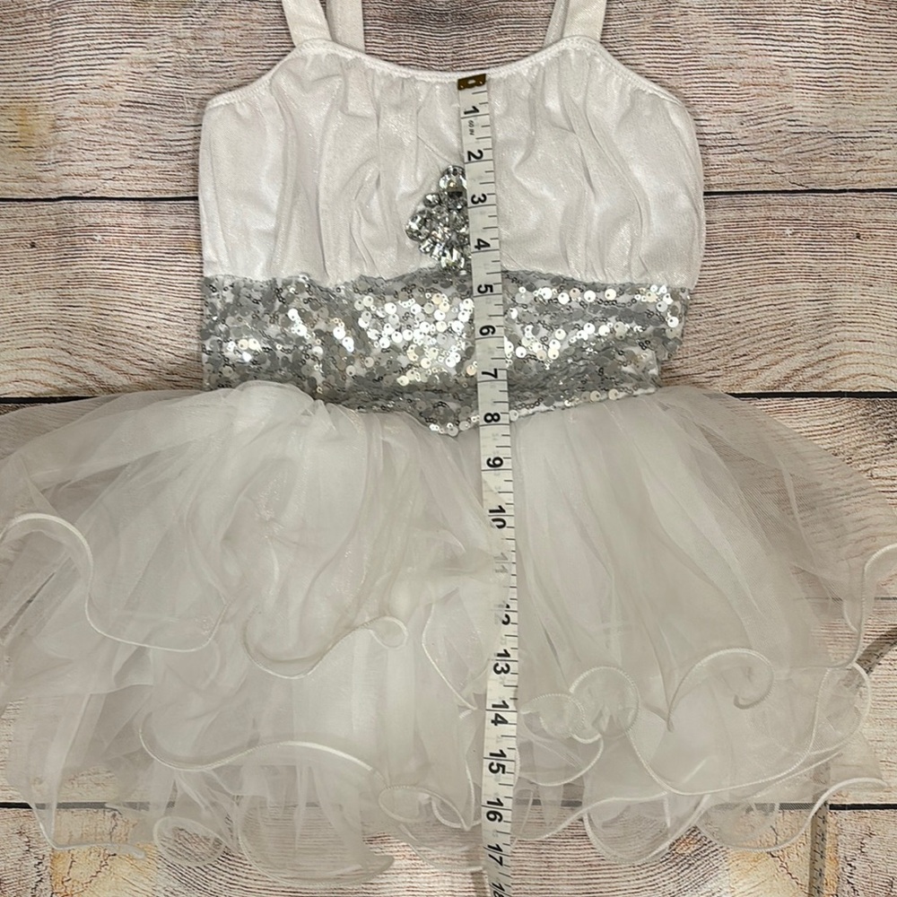 Sequin Tulle Dress - White and Silver - Picture 3 of 7